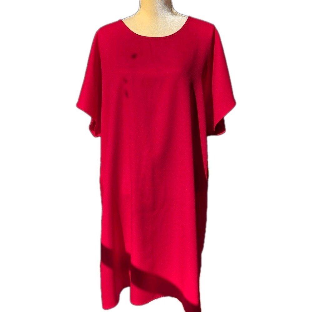Emery Rose Women's Plus Size 2XL Dress Red Short Sleeve Just Above Knee Length